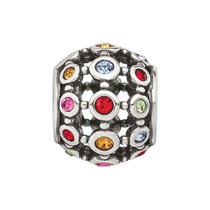 Sterling Silver Reflections Multi-color CZ Round Bead