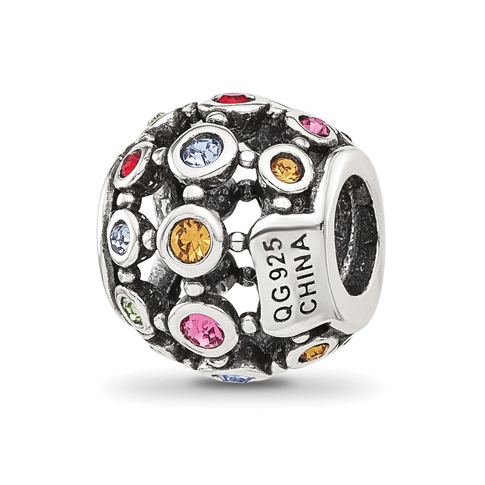 Sterling Silver Reflections Multi-color CZ Round Bead