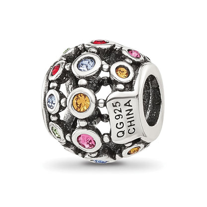 Sterling Silver Reflections Multi-color CZ Round Bead