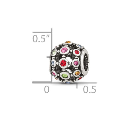 Sterling Silver Reflections Multi-color CZ Round Bead