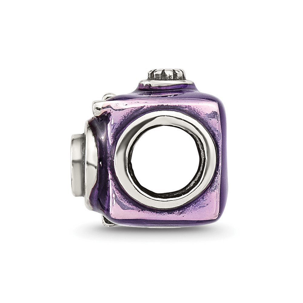 Sterling Silver Reflections Purple Enamel Camera Bead
