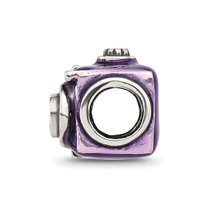Sterling Silver Reflections Purple Enamel Camera Bead