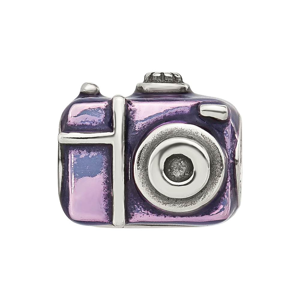 Sterling Silver Reflections Purple Enamel Camera Bead