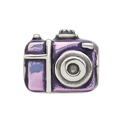 Sterling Silver Reflections Purple Enamel Camera Bead