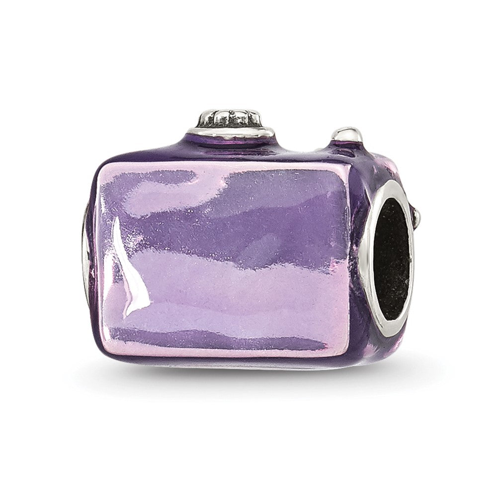 Sterling Silver Reflections Purple Enamel Camera Bead