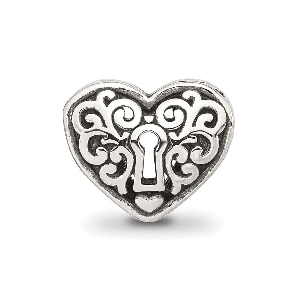 Sterling Silver Reflections Polished Heart Lock Bead