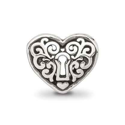 Sterling Silver Reflections Polished Heart Lock Bead