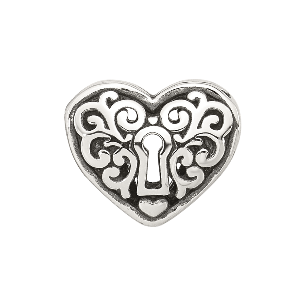 Sterling Silver Reflections Polished Heart Lock Bead