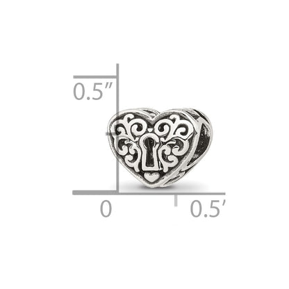 Sterling Silver Reflections Polished Heart Lock Bead