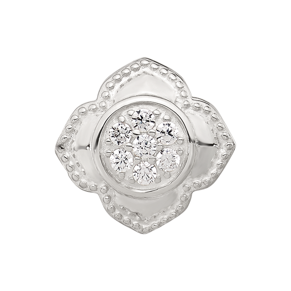 Sterling Silver Reflections Polished CZ Floral Nana Bead