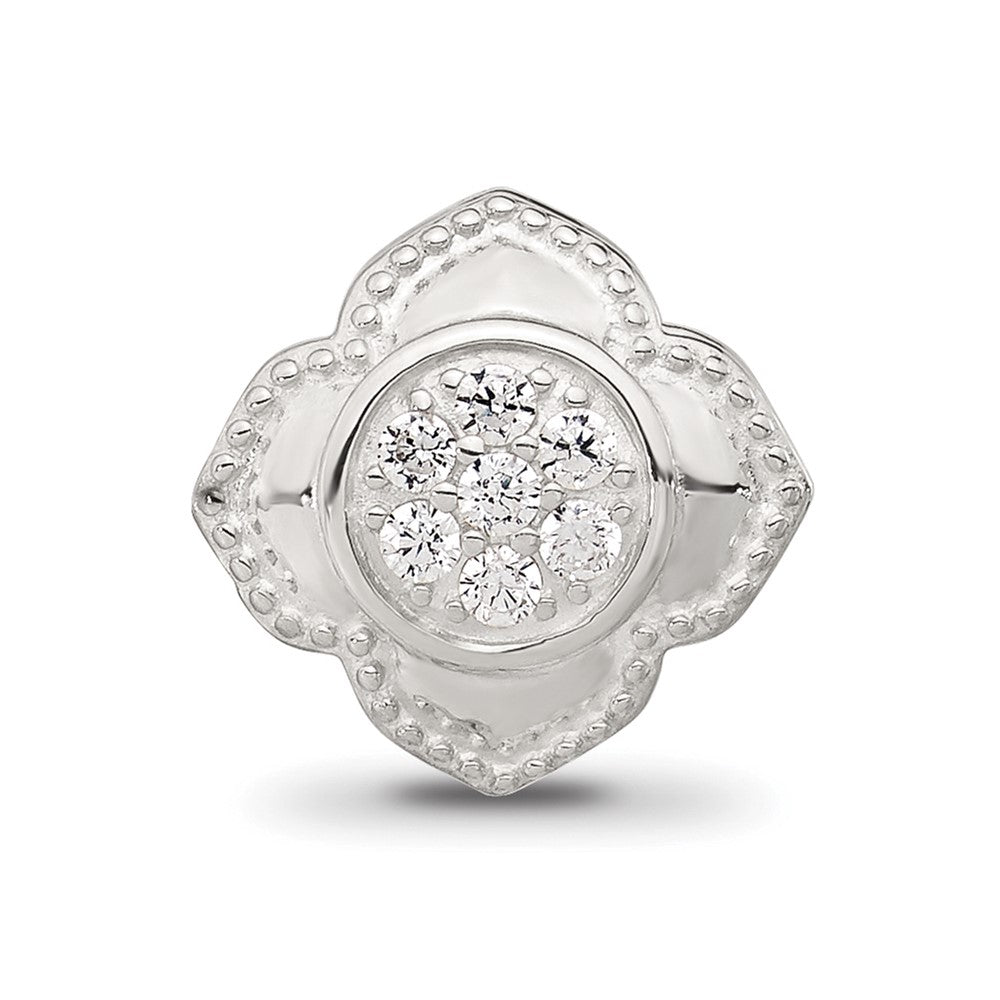 Sterling Silver Reflections Polished CZ Floral Nana Bead