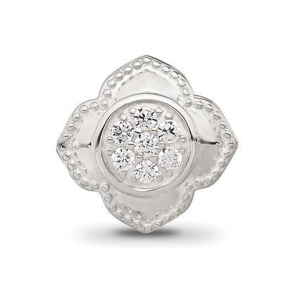 Sterling Silver Reflections Polished CZ Floral Nana Bead