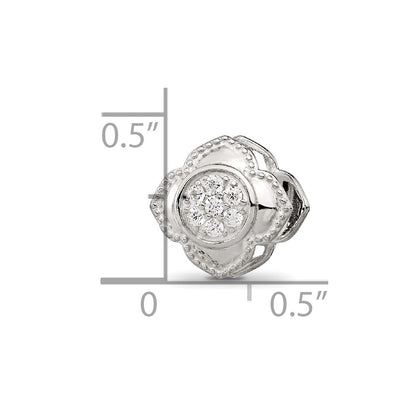 Sterling Silver Reflections Polished CZ Floral Nana Bead