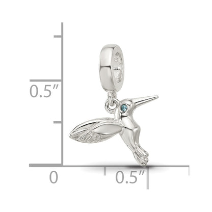 Sterling Silver Reflections Blue CZ Hummingbird Dangle Bead