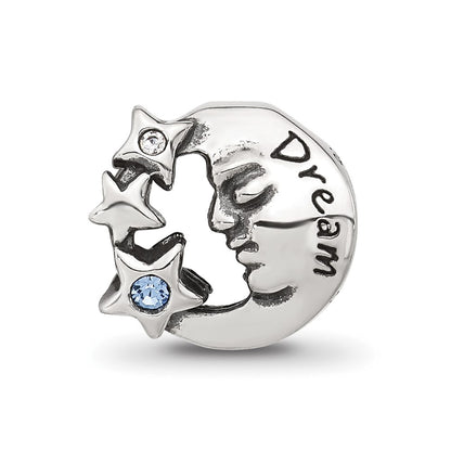 Sterling Silver Reflections Blue CZ Dream Man In Moon Bead