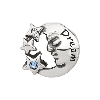 Sterling Silver Reflections Blue CZ Dream Man In Moon Bead