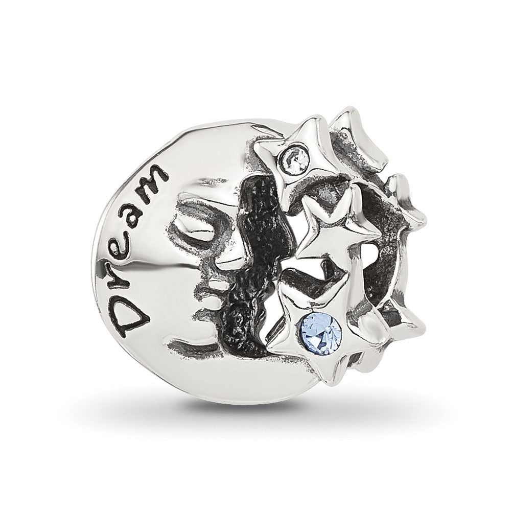 Sterling Silver Reflections Blue CZ Dream Man In Moon Bead