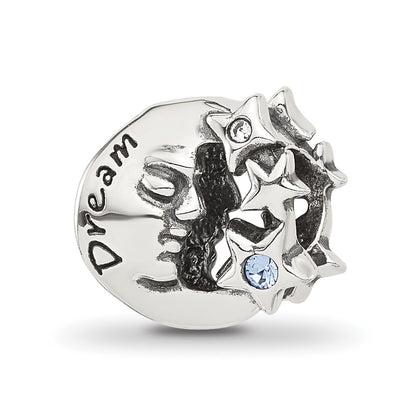 Sterling Silver Reflections Blue CZ Dream Man In Moon Bead