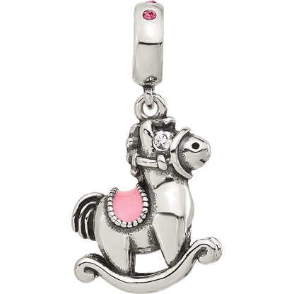 Sterling Silver Reflections CZ & Enamel Rocking Horse Lob Clasp Bead