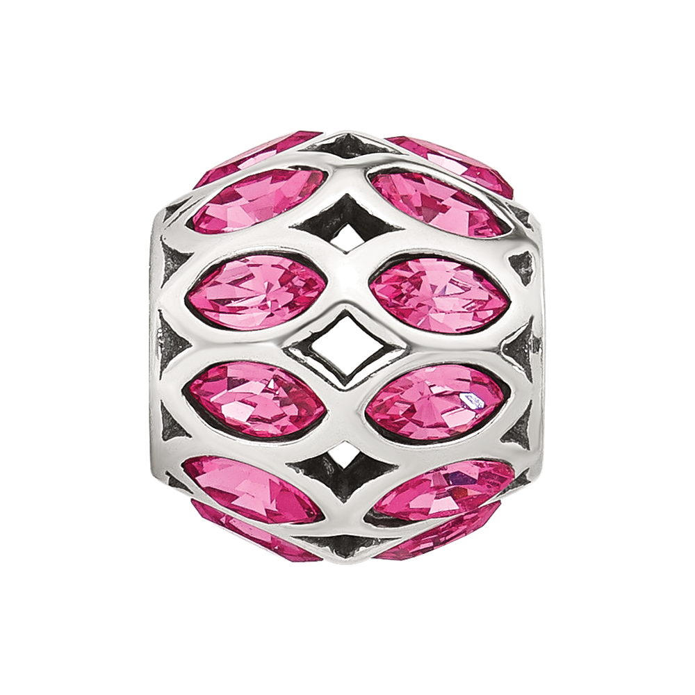 Sterling Silver Reflections Red CZ Round Bead