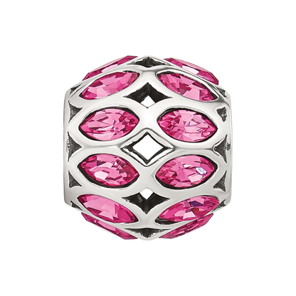 Sterling Silver Reflections Red CZ Round Bead