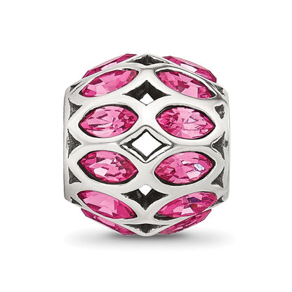 Sterling Silver Reflections Red CZ Round Bead