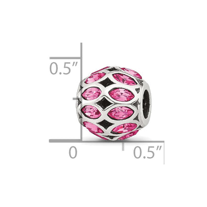 Sterling Silver Reflections Red CZ Round Bead