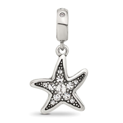 Sterling Silver Reflections Clear CZ Starfish Dangle Bead