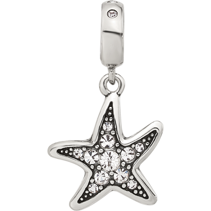 Sterling Silver Reflections Clear CZ Starfish Dangle Bead