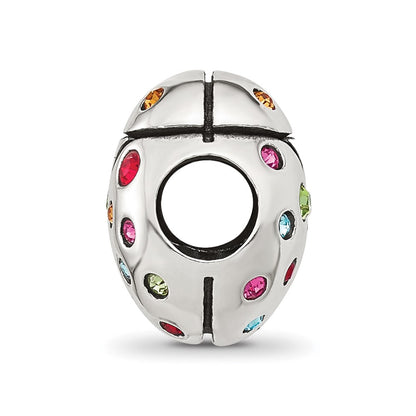 Sterling Silver Reflections Multi-color CZ Lady Bug Bead