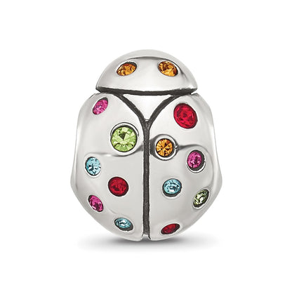 Sterling Silver Reflections Multi-color CZ Lady Bug Bead