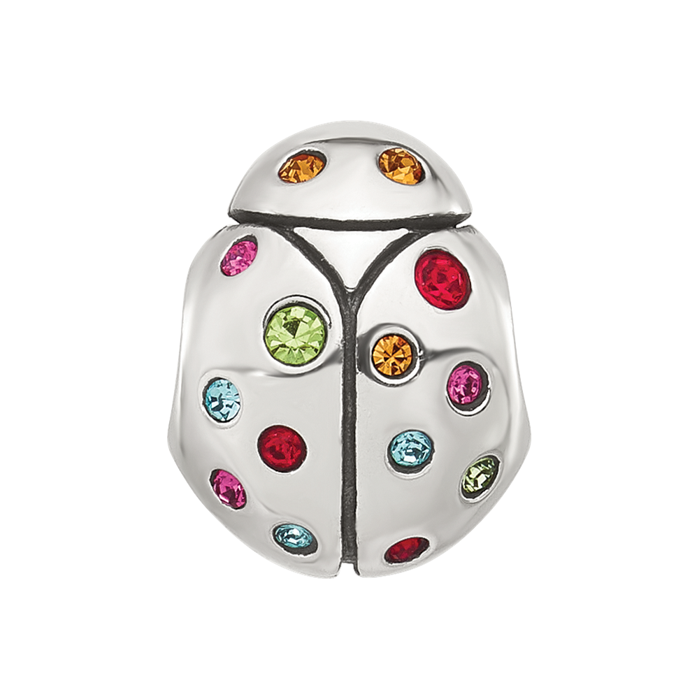 Sterling Silver Reflections Multi-color CZ Lady Bug Bead