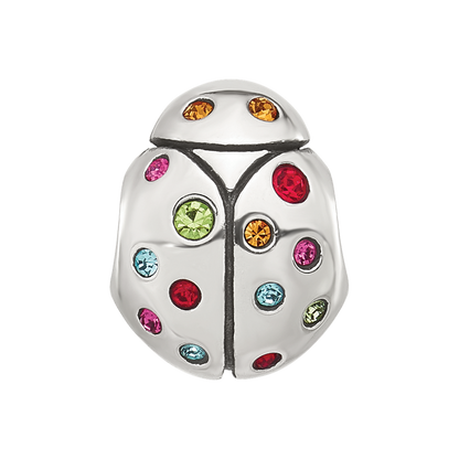 Sterling Silver Reflections Multi-color CZ Lady Bug Bead
