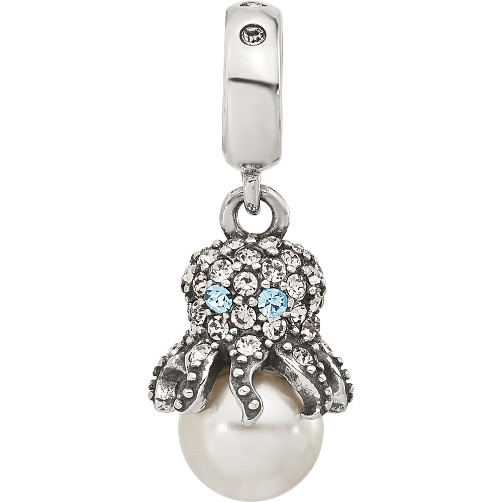 Sterling Silver Reflections CZ & Freshwater Cultured Pearl Octopus Bead