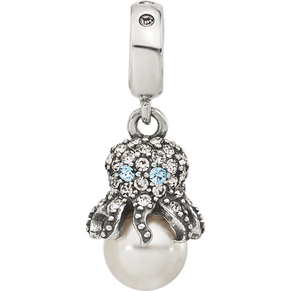 Sterling Silver Reflections CZ & Freshwater Cultured Pearl Octopus Bead