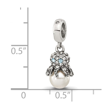 Sterling Silver Reflections CZ & Freshwater Cultured Pearl Octopus Bead