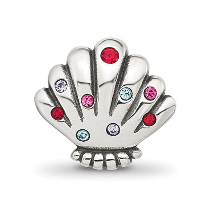 Sterling Silver Reflections Multi-color CZ Shell Bead