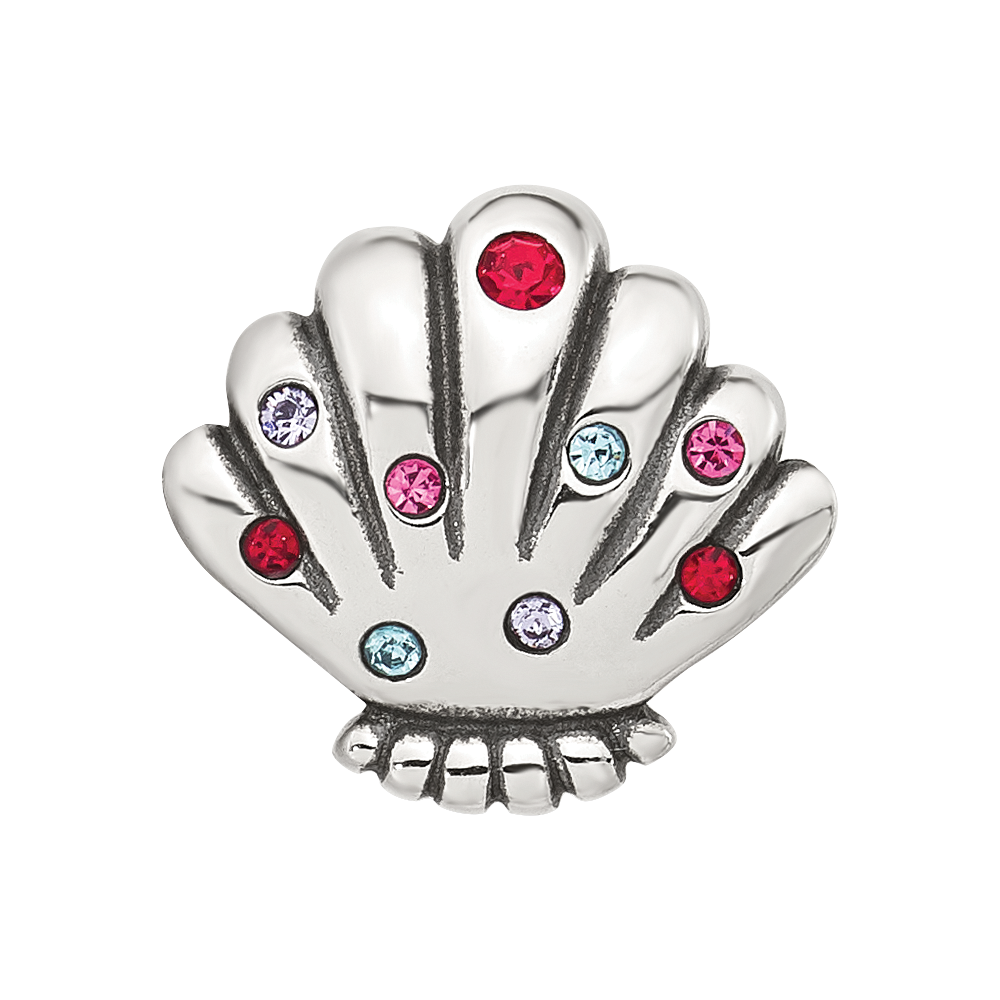 Sterling Silver Reflections Multi-color CZ Shell Bead