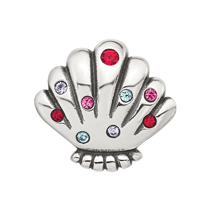 Sterling Silver Reflections Multi-color CZ Shell Bead