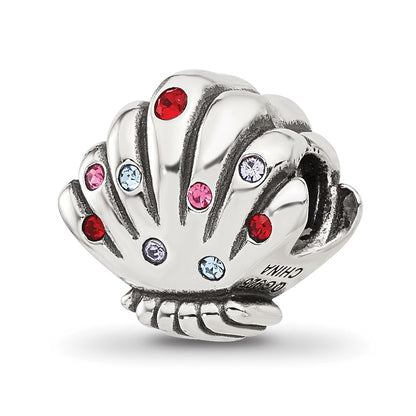Sterling Silver Reflections Multi-color CZ Shell Bead