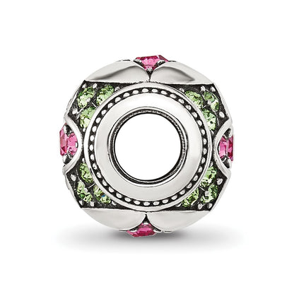 Sterling Silver Reflections Pink and Green CZ Round Bead