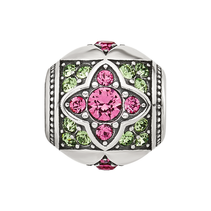 Sterling Silver Reflections Pink and Green CZ Round Bead
