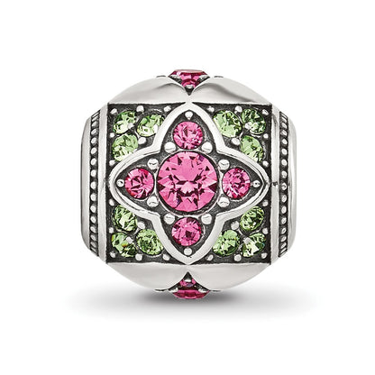 Sterling Silver Reflections Pink and Green CZ Round Bead
