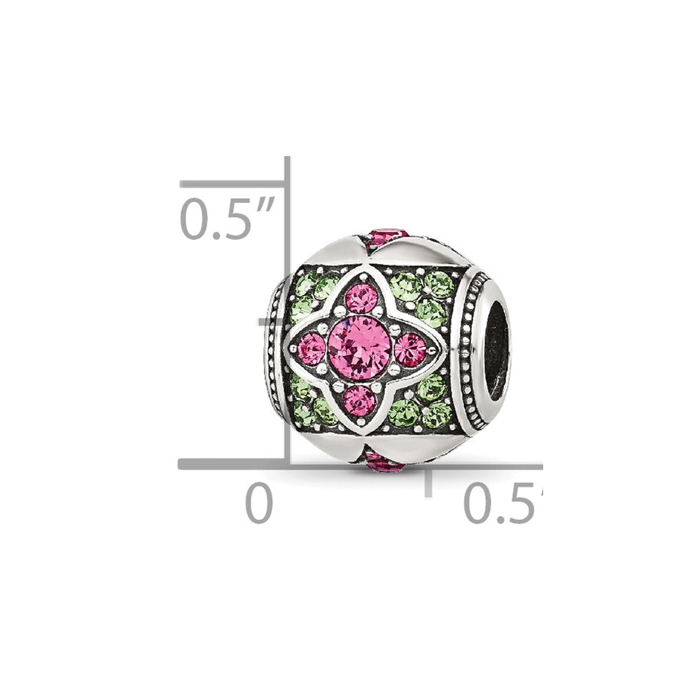 Sterling Silver Reflections Pink and Green CZ Round Bead
