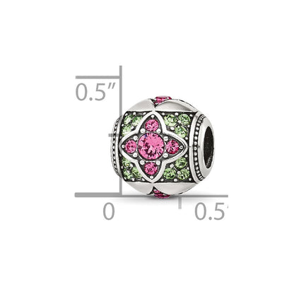 Sterling Silver Reflections Pink and Green CZ Round Bead