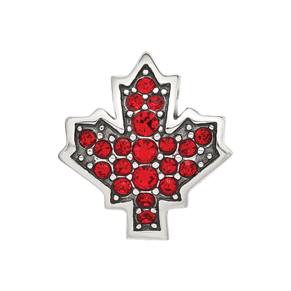 Sterling Silver Reflections Red CZ Maple Leaf Canada Bead