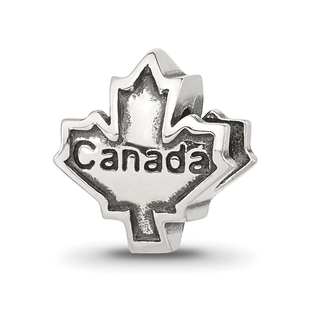 Sterling Silver Reflections Red CZ Maple Leaf Canada Bead
