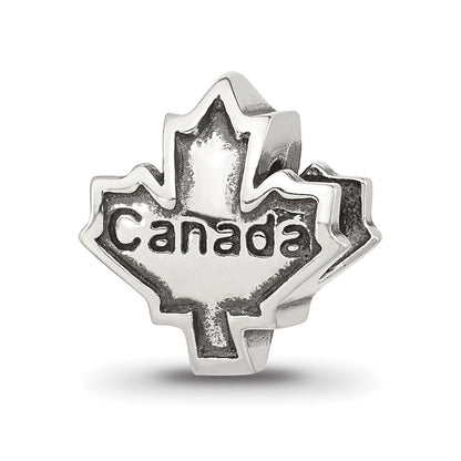 Sterling Silver Reflections Red CZ Maple Leaf Canada Bead
