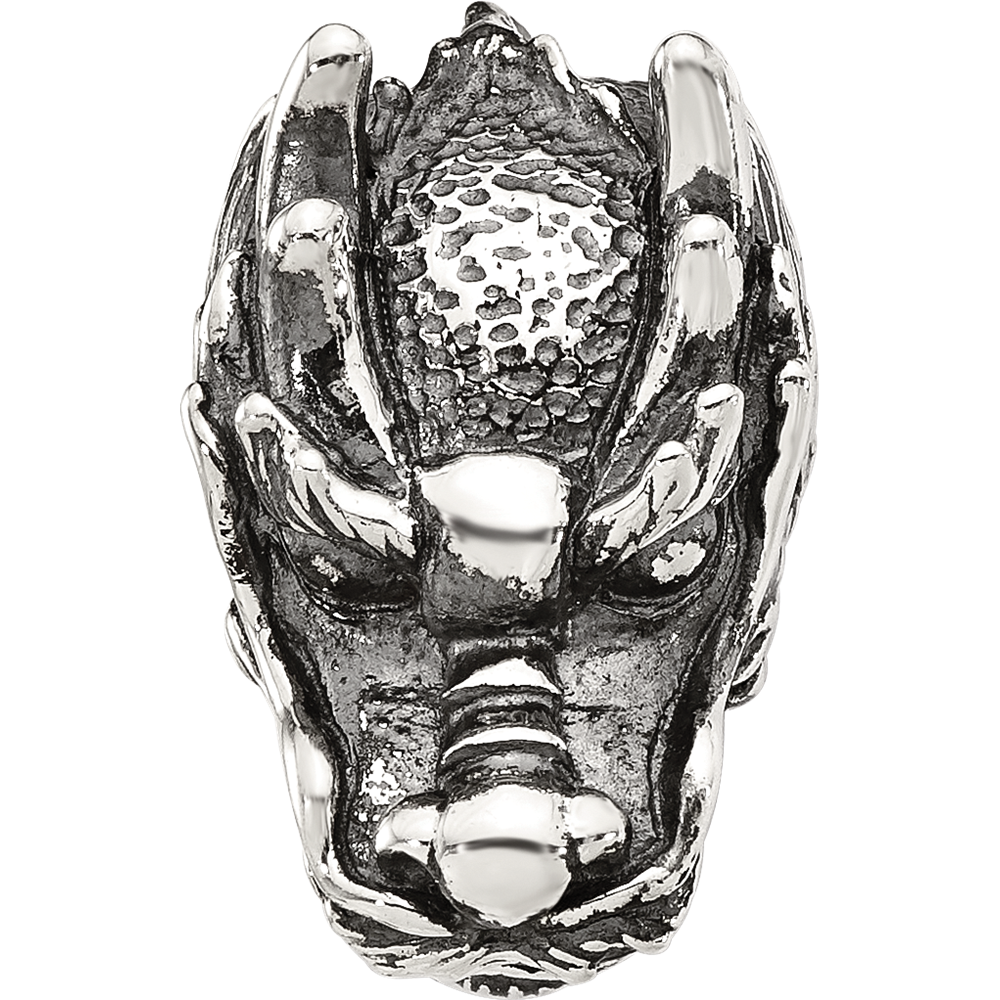 Sterling Silver Reflections Antiqued Chinese Dragon Hinged Bead
