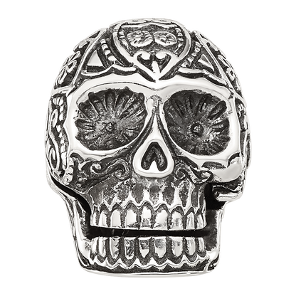 Sterling Silver Reflections Antiqued Mexican Skull Hinged Bead